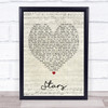 Simply Red Stars Script Heart Song Lyric Quote Print