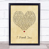 Lynyrd Skynyrd I Need You Vintage Heart Quote Song Lyric Print