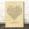 Nat King Cole L-O-V-E Vintage Heart Quote Song Lyric Print