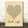 OneRepublic Good Life Vintage Heart Quote Song Lyric Print