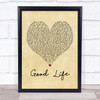 OneRepublic Good Life Vintage Heart Quote Song Lyric Print