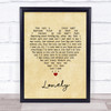 Stryper Lonely Vintage Heart Quote Song Lyric Print