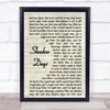 John Mayer Shadow Days Song Lyric Vintage Script Quote Print