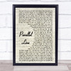 Keith Urban Parallel Line Song Lyric Vintage Script Quote Print