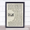 Kings Of Leon Walls Song Lyric Vintage Script Quote Print