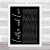 Stevie Nicks Leather And Lace Black Script Song Lyric Quote Print