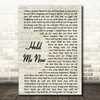 Thompson Twins Hold Me Now Song Lyric Vintage Script Quote Print