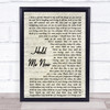 Thompson Twins Hold Me Now Song Lyric Vintage Script Quote Print