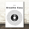 Blue Breathe Easy Vinyl Record Song Lyric Quote Print