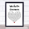 Glen Campbell Wichita Lineman Heart Song Lyric Quote Print