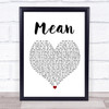 Pink Mean Heart Song Lyric Quote Print