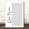 2Pac Dear Mama White Script Song Lyric Quote Print