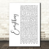 Alanis Morissette Everything White Script Song Lyric Quote Print