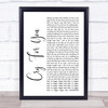 Jodeci Cry For You White Script Song Lyric Quote Print