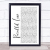 Keith Urban Parallel Line White Script Song Lyric Quote Print