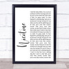 Panic! At The Disco Nicotine White Script Song Lyric Quote Print
