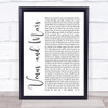 Paul McCartney and Wings Venus and Mars White Script Song Lyric Quote Print