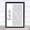 The Prodigy Firestarter White Script Song Lyric Quote Print