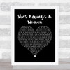 Billy Joel She's Always A Woman Black Heart Song Lyric Framed Print