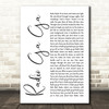 Queen Radio Ga Ga White Script Song Lyric Framed Print