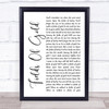 Sting Fields Of Gold White Script Song Lyric Framed Print