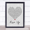 Andra Day Rise Up Grey Heart Song Lyric Framed Print