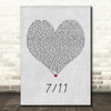 Beyonce Knowles 7 11 Grey Heart Song Lyric Framed Print