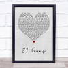 Green Day 21 Guns Grey Heart Song Lyric Framed Print