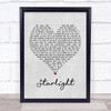 Muse Starlight Grey Heart Song Lyric Framed Print