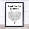 ABBA Thank You For The Music White Heart Song Lyric Framed Print