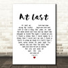 Eva Cassidy At Last White Heart Song Lyric Framed Print