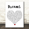 The Cranberries Dreams White Heart Song Lyric Framed Print