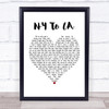 The Hunna NY To LA White Heart Song Lyric Framed Print