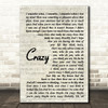 Gnarls Barkley Crazy Vintage Script Song Lyric Framed Print