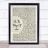 Jeffrey Osborne On The Wings Of Love Vintage Script Song Lyric Framed Print