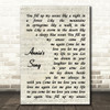 John Denver Annie's Song Vintage Script Song Lyric Framed Print