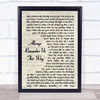 Lady Gaga Always Remember Us This Way Vintage Script Song Lyric Framed Print