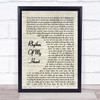 Rod Stewart Rhythm Of My Heart Vintage Script Song Lyric Framed Print