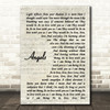 The xx Angels Vintage Script Song Lyric Framed Print