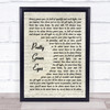 Ultrabeat Pretty Green Eyes Vintage Script Song Lyric Framed Print