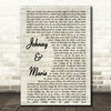 Up & Running Johnny & Marie Vintage Script Song Lyric Framed Print