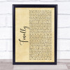 CeCe Peniston Finally Rustic Script Song Lyric Framed Print