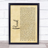 Heather Small Proud Rustic Script Song Lyric Framed Print