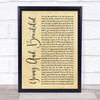 Lana Del Rey Young And Beautiful Rustic Script Song Lyric Framed Print