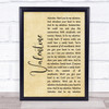 The Beautiful South Valentine Rustic Script Song Lyric Framed Print