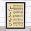 The Shires Daddy's Little Girl Rustic Script Song Lyric Framed Print