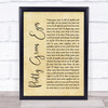 Ultrabeat Pretty Green Eyes Rustic Script Song Lyric Framed Print