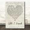 AWOLNATION All I Need Script Heart Song Lyric Framed Print