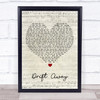 Dobie Gray Drift Away Script Heart Song Lyric Framed Print