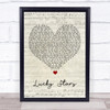 Lucy Spraggan Lucky Stars Script Heart Song Lyric Framed Print